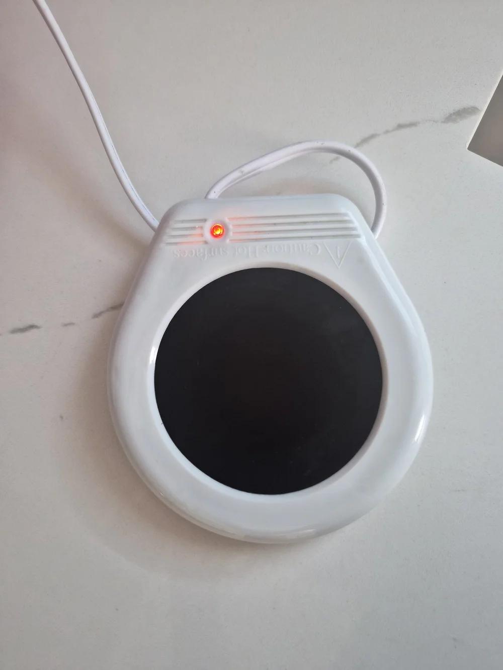 Electric Mug Warmer Plate - White with Black Top Safe Indoor Use